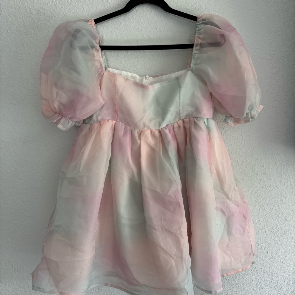 Pastel Puff Sleeve Dress